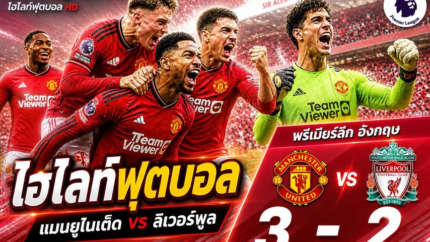 ไฮไลต์ฟุตบอล พรีเมียร์ลีกอังกฤษ :วันอาทิตย์ที่ 3 พ.ค 2569 : แมนฯ ยูไนเต็ด 3-2 ลิเวอร์พูล